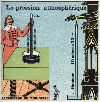Blaise Pascal demostrando el vacío atmosférico con un tubo de mercurio