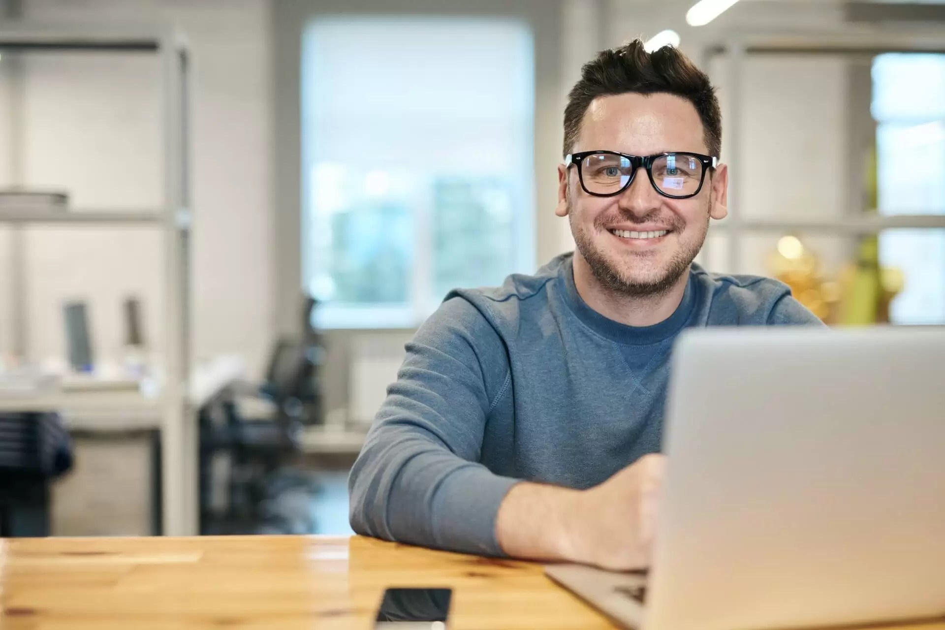 A smiling office employee