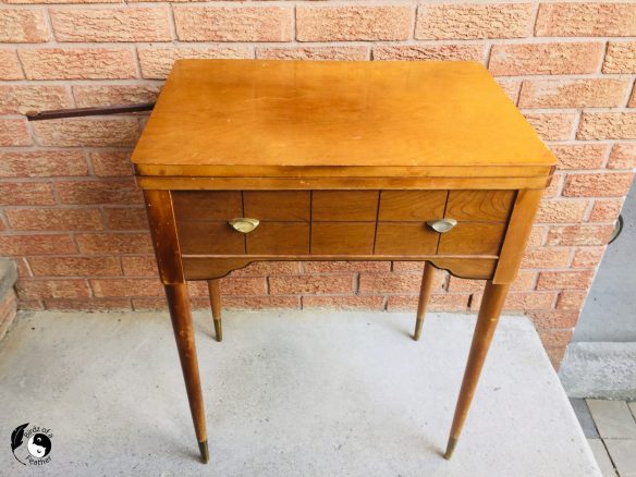 Before of mid century modern sewing table for how to clean brass hardware