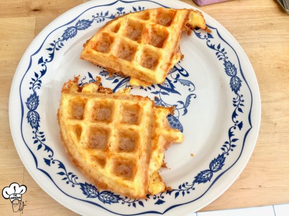 chaffle recipe quarters cooling on plate