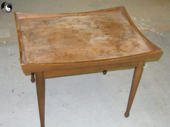 MCM side table with water stained top