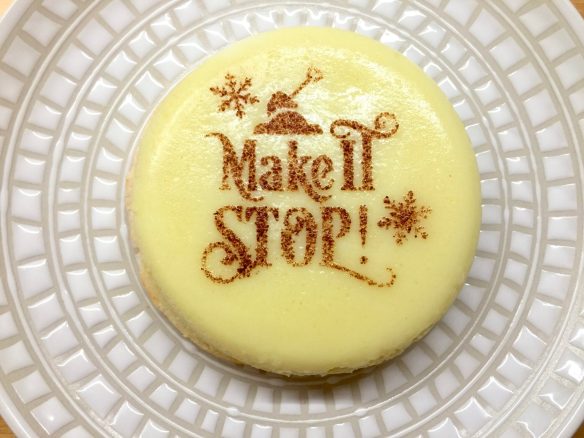 lemon pudding cake with make it stop stencil
