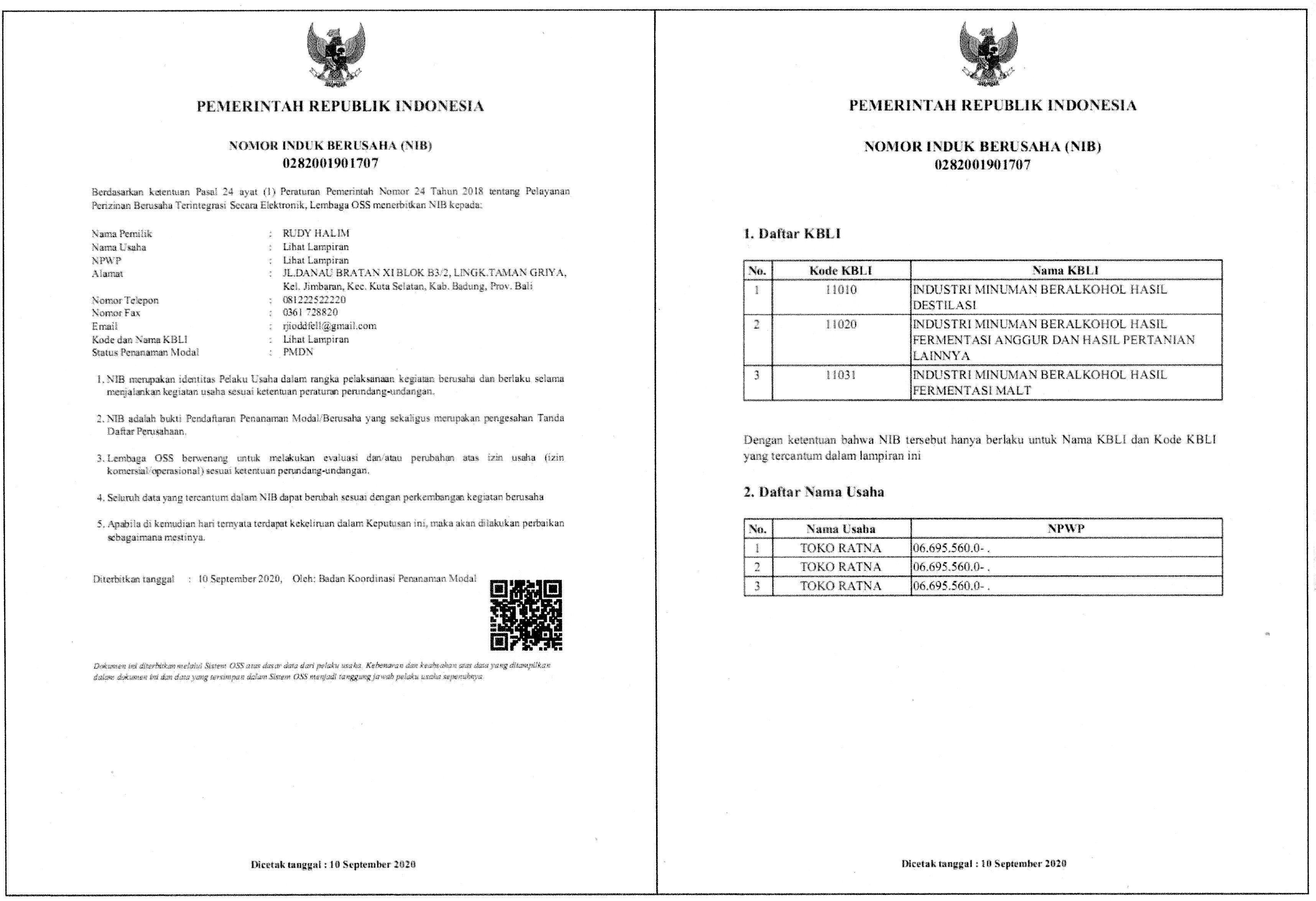 Jasa bikin NIb dan Sertifikat-Standar Oss Rba