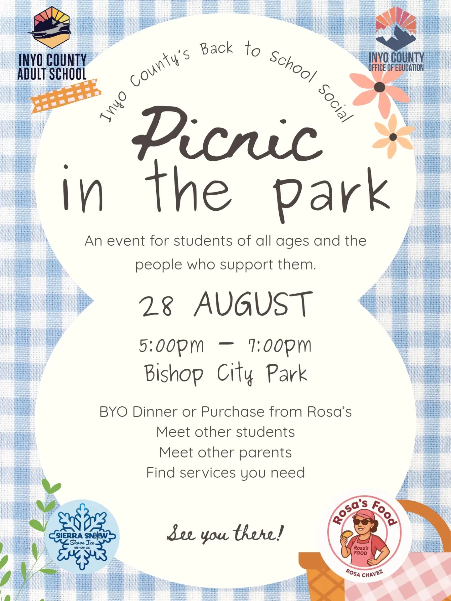 Inyo County Back to School Social: Picnic in the Park @ Bishop City Park