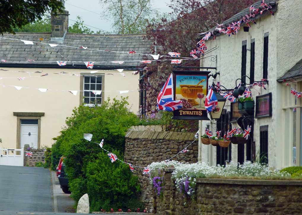 Bunting, union jacks, jubilee