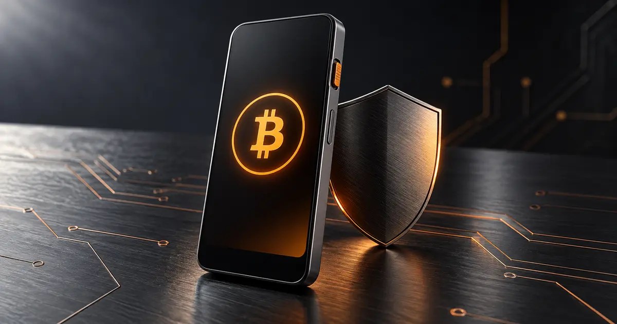 Appareil mobile sécurisé symbolisant Ledger Atom et la conservation de Bitcoin