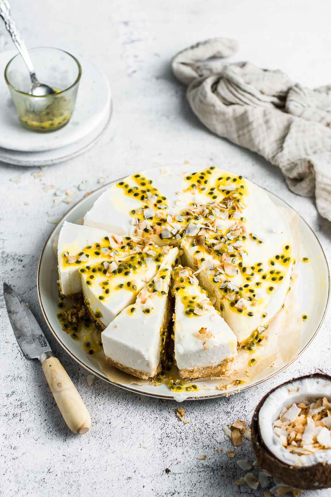 The biscuit base is made with nice biscuits instead of digestives. No Bake Coconut Cheesecake Bite It Quick