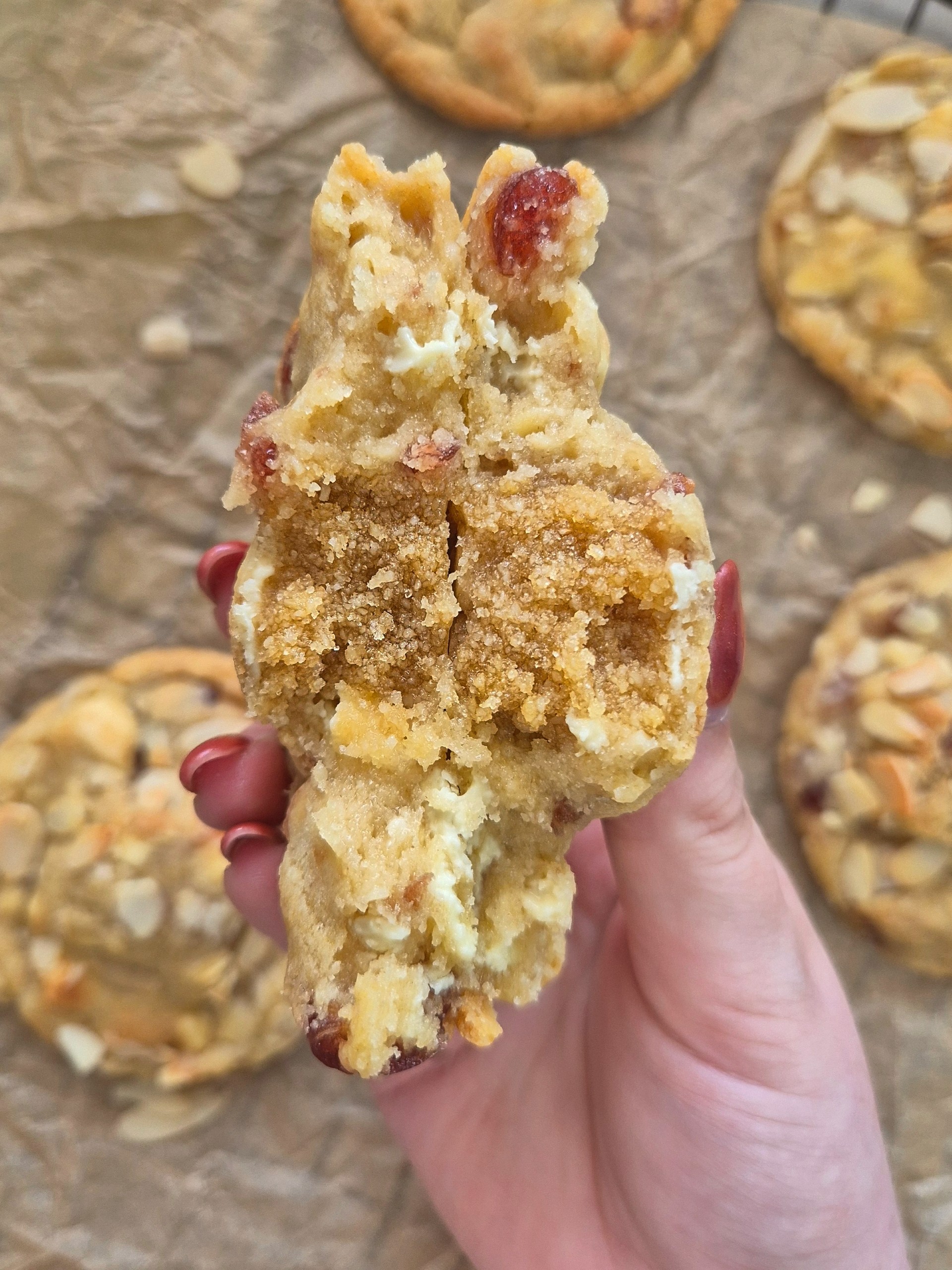 Cherry Bakewell Frangipane Stuffed Cookies - Biteofthebakes