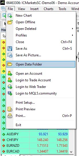 File Open Data Folder File Open Data Folder