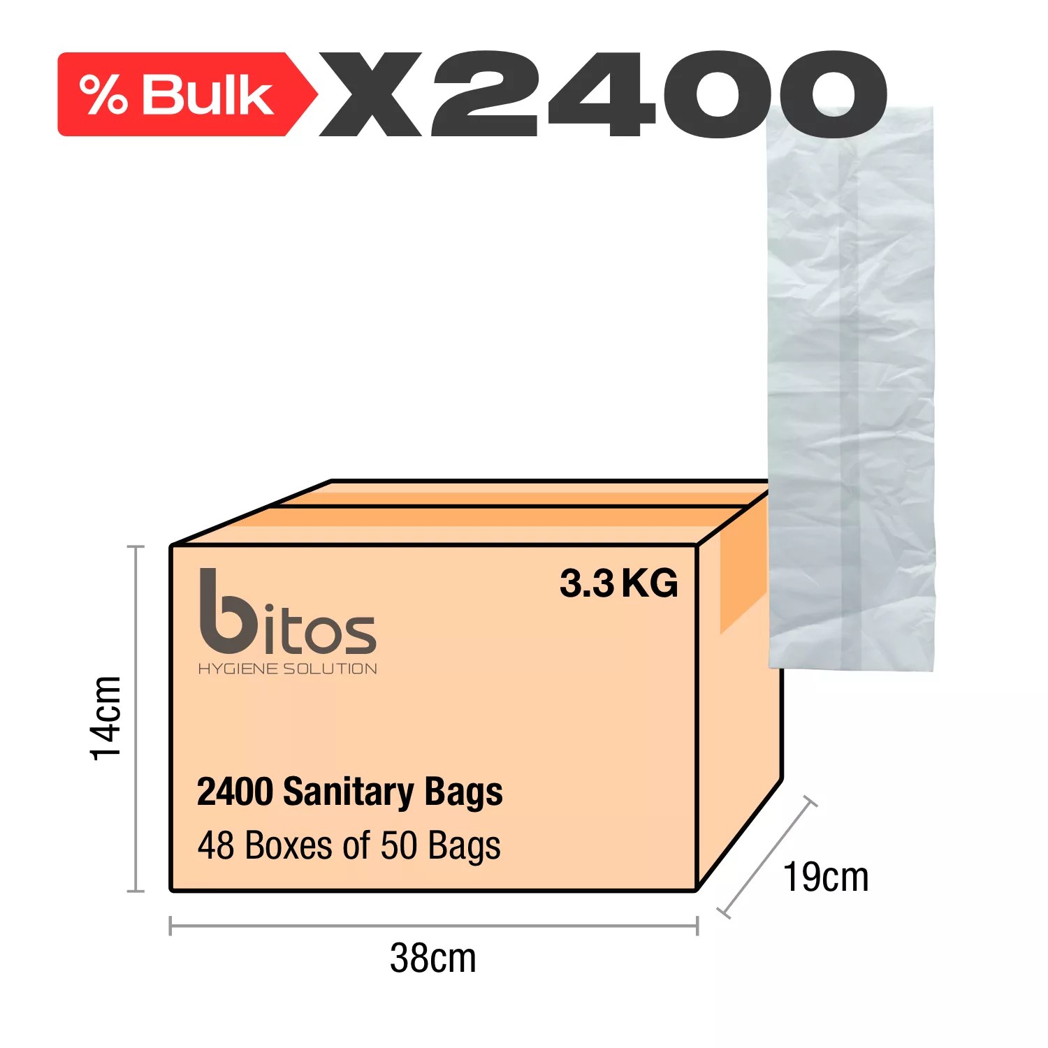 BULK x2400 Sanitary Disposal Bags for women's hygiene, designed for discreet disposal.