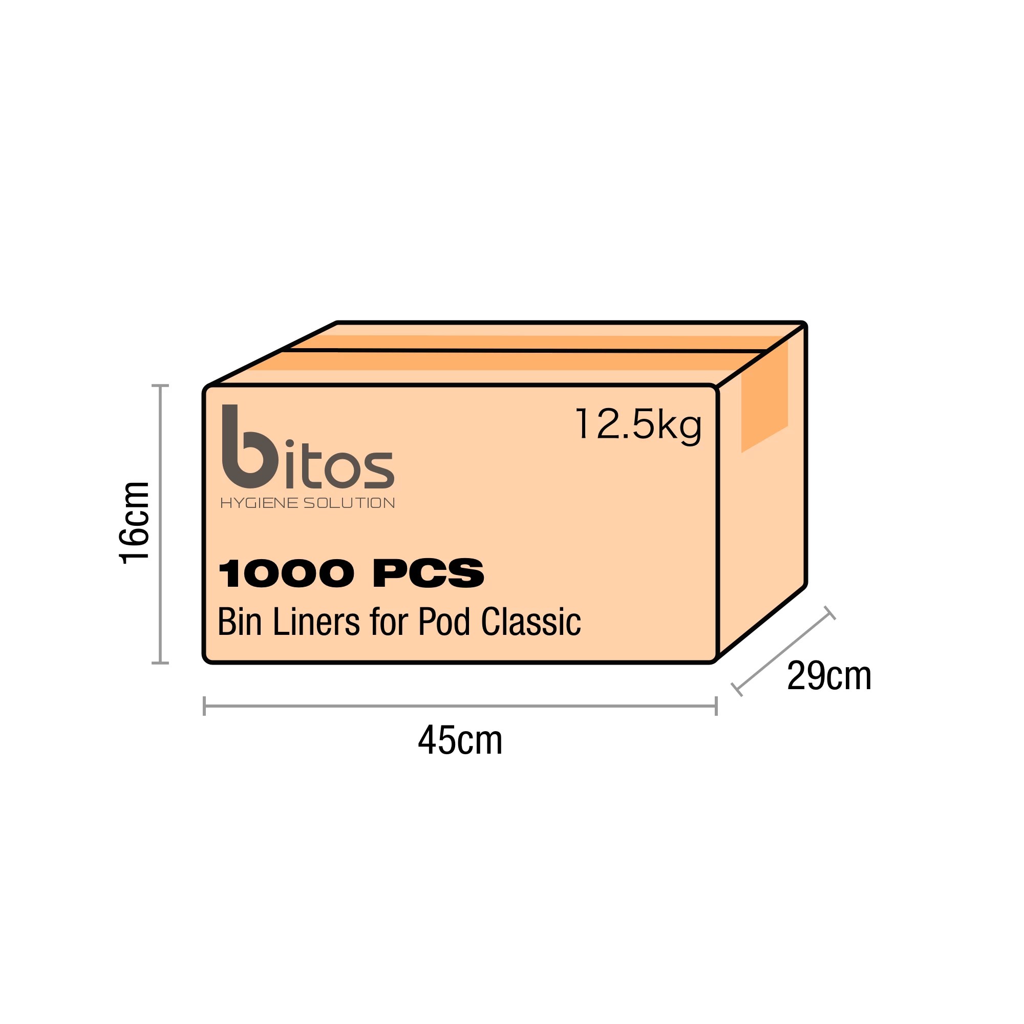 Carton of 1000 Bin Liners Pod Classic designed to fit the Pod Classic Auto. Unique self-closing.