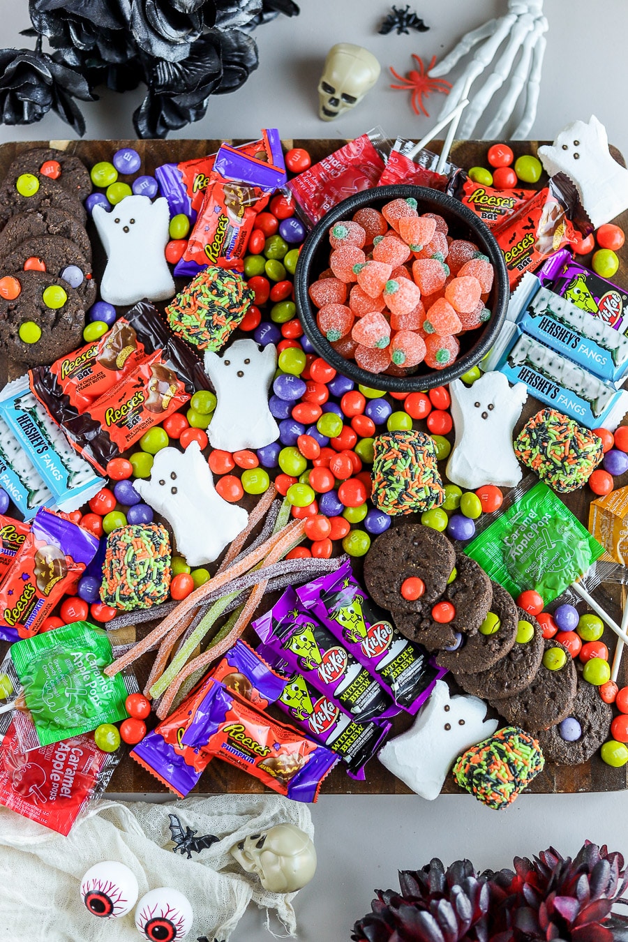 Halloween Candy Charcuterie Board bits and bites