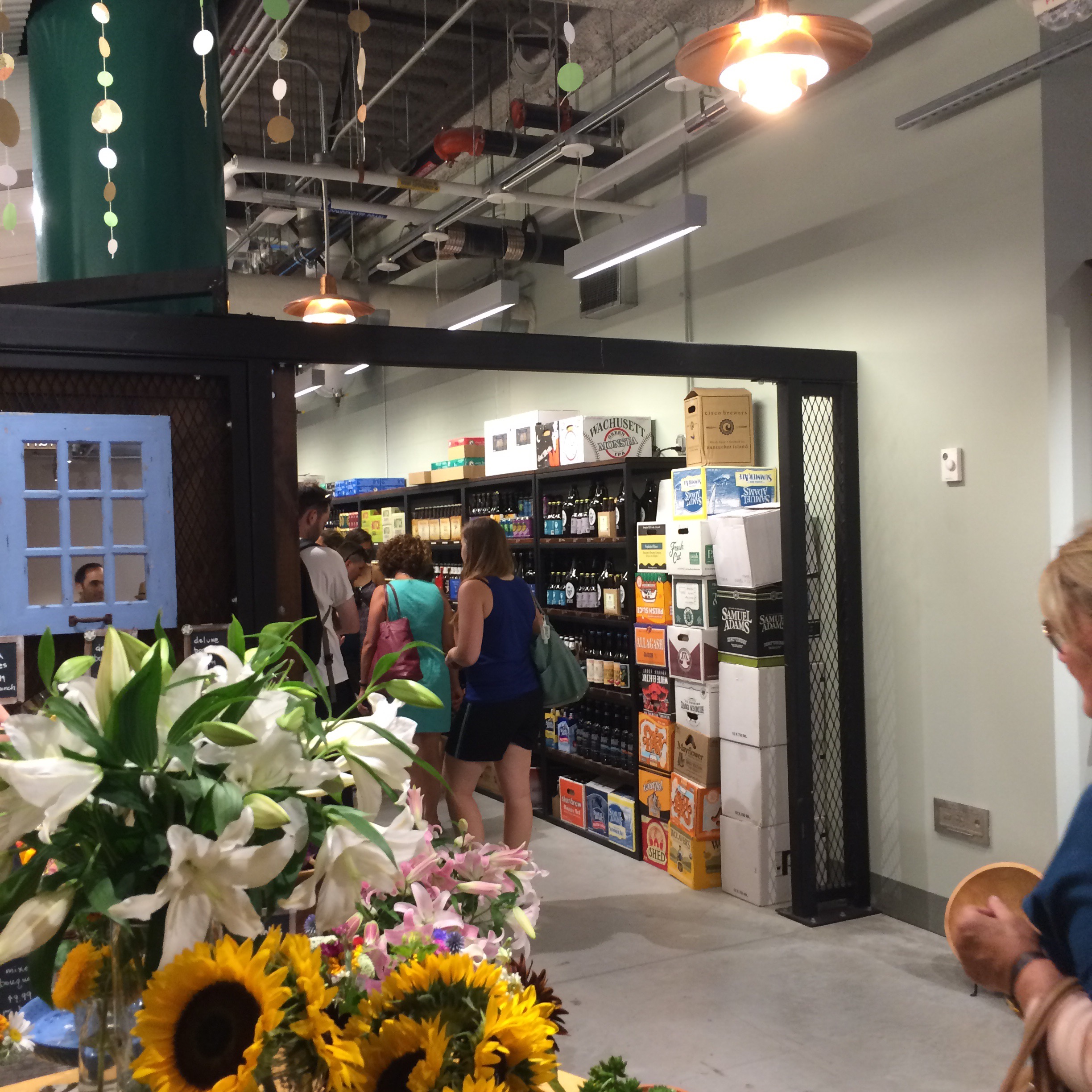 A narrow corridor of beer selections
