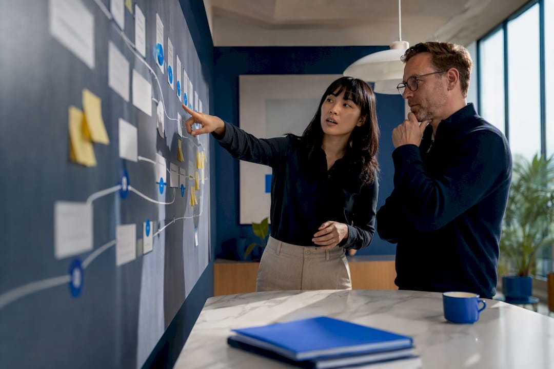Freelance product manager reviewing launch roadmap