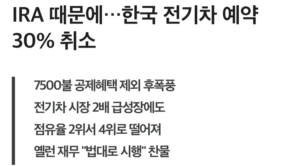 한국 전기차 예약 30% 취소