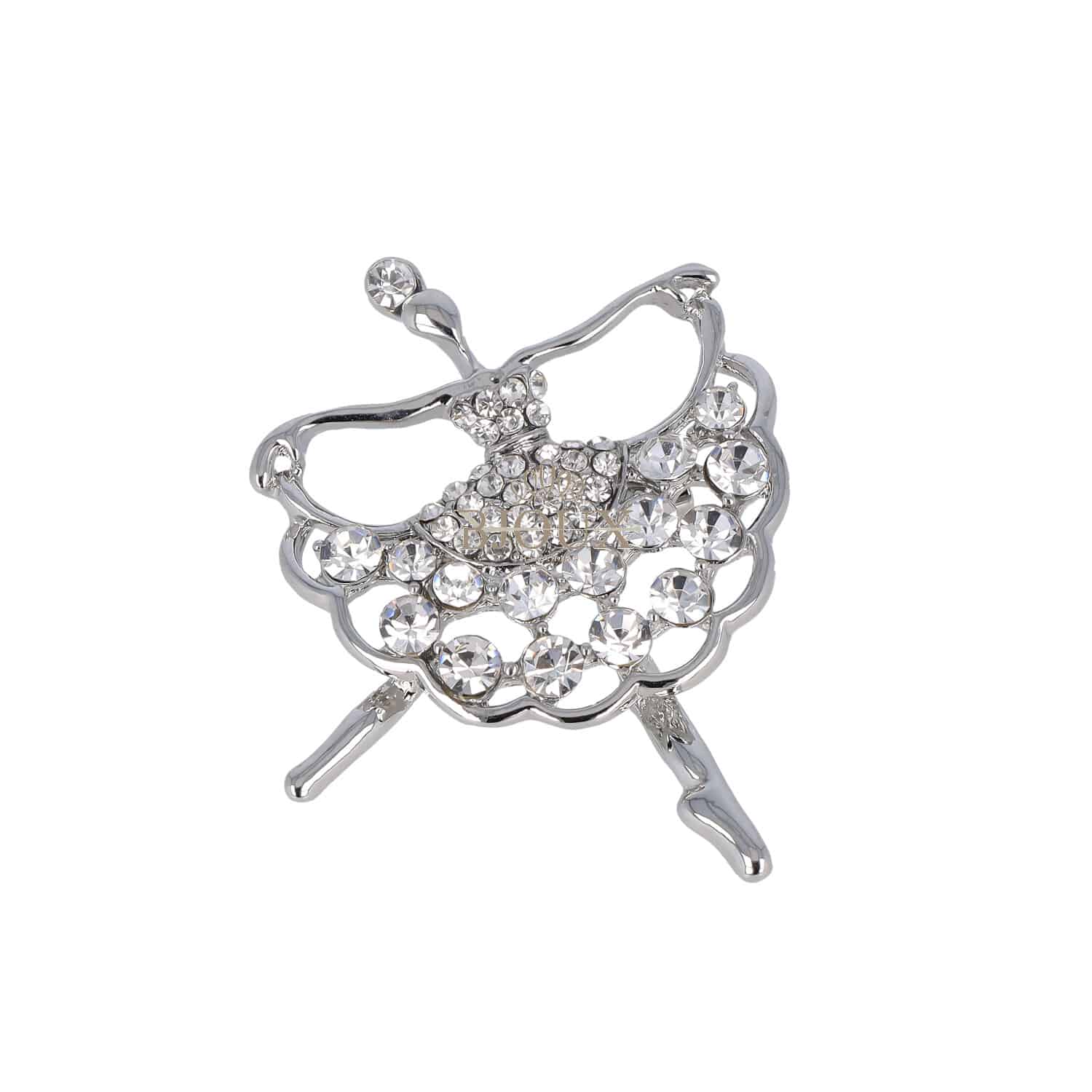Spilla gioiello in ottone rodio e strass con ballerina - bjoux.it