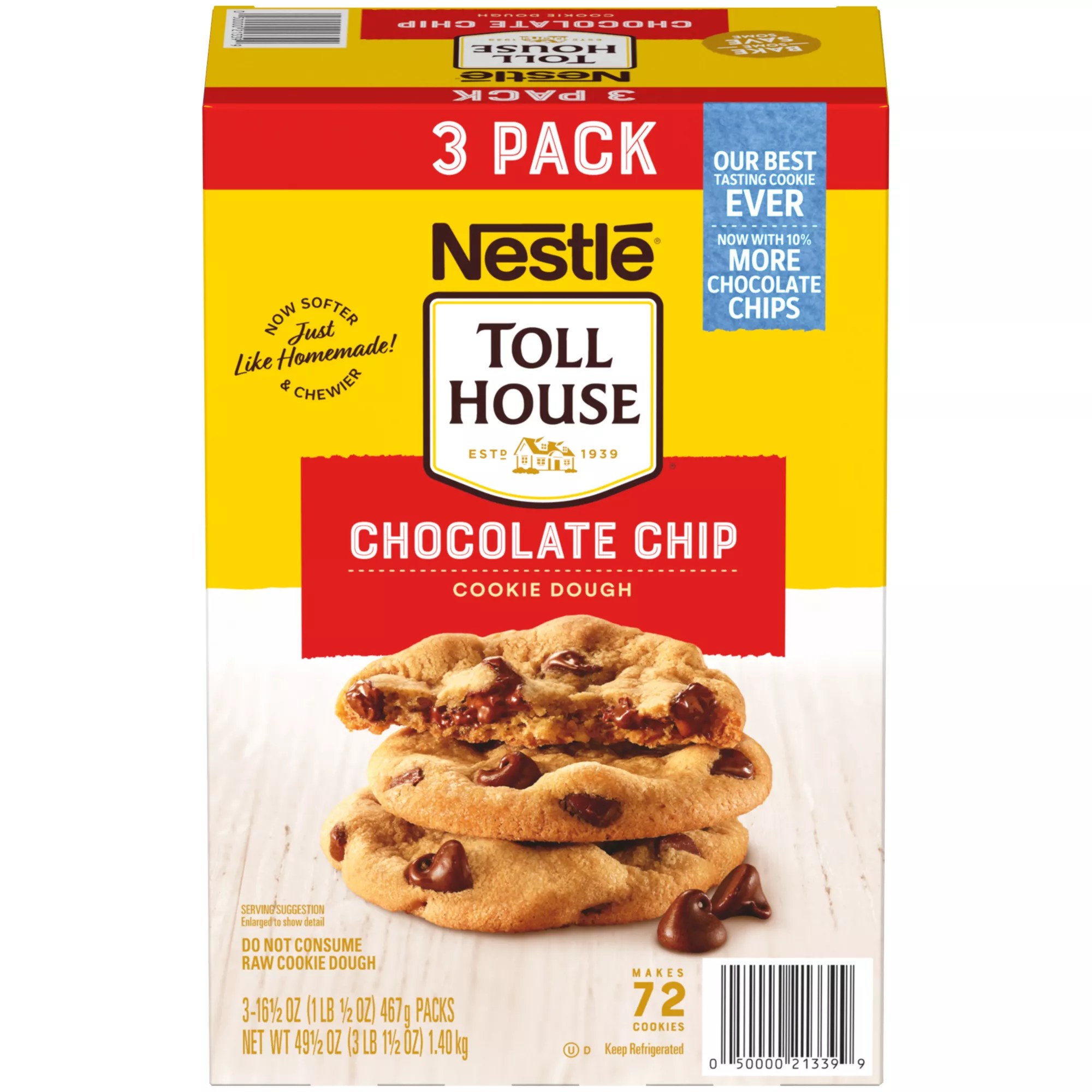 I've tried many chocolate chip cookie recipes. Nestle Tollhouse Chocolate Chip Cookie Dough 3 Pk Bjs Wholesale Club