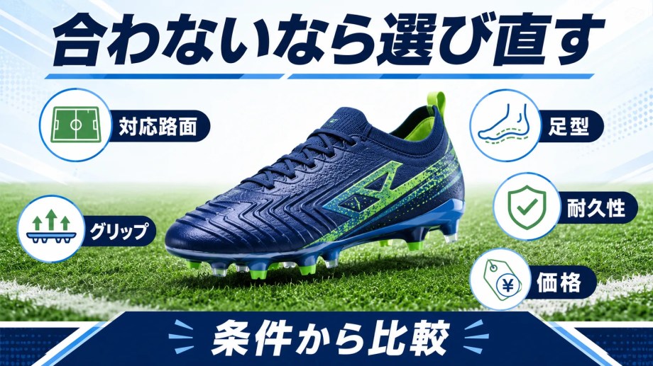 プレデターが合わない場合に対応路面足型グリップ耐久性から選び直す図解