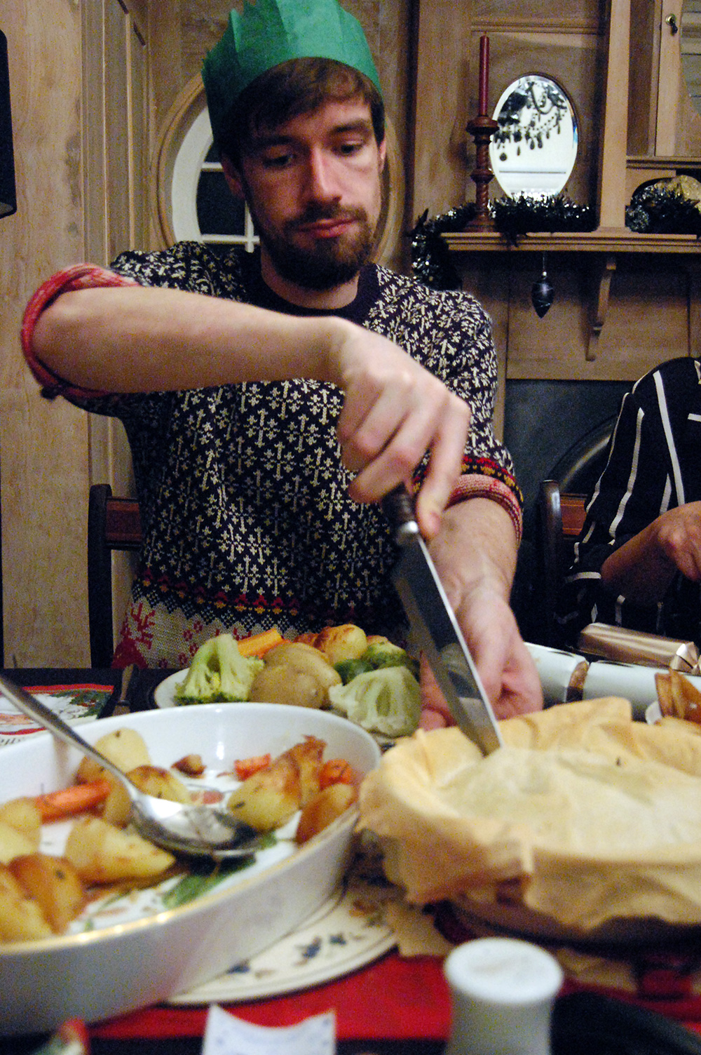 Rob 'carving' the xmas pie!
