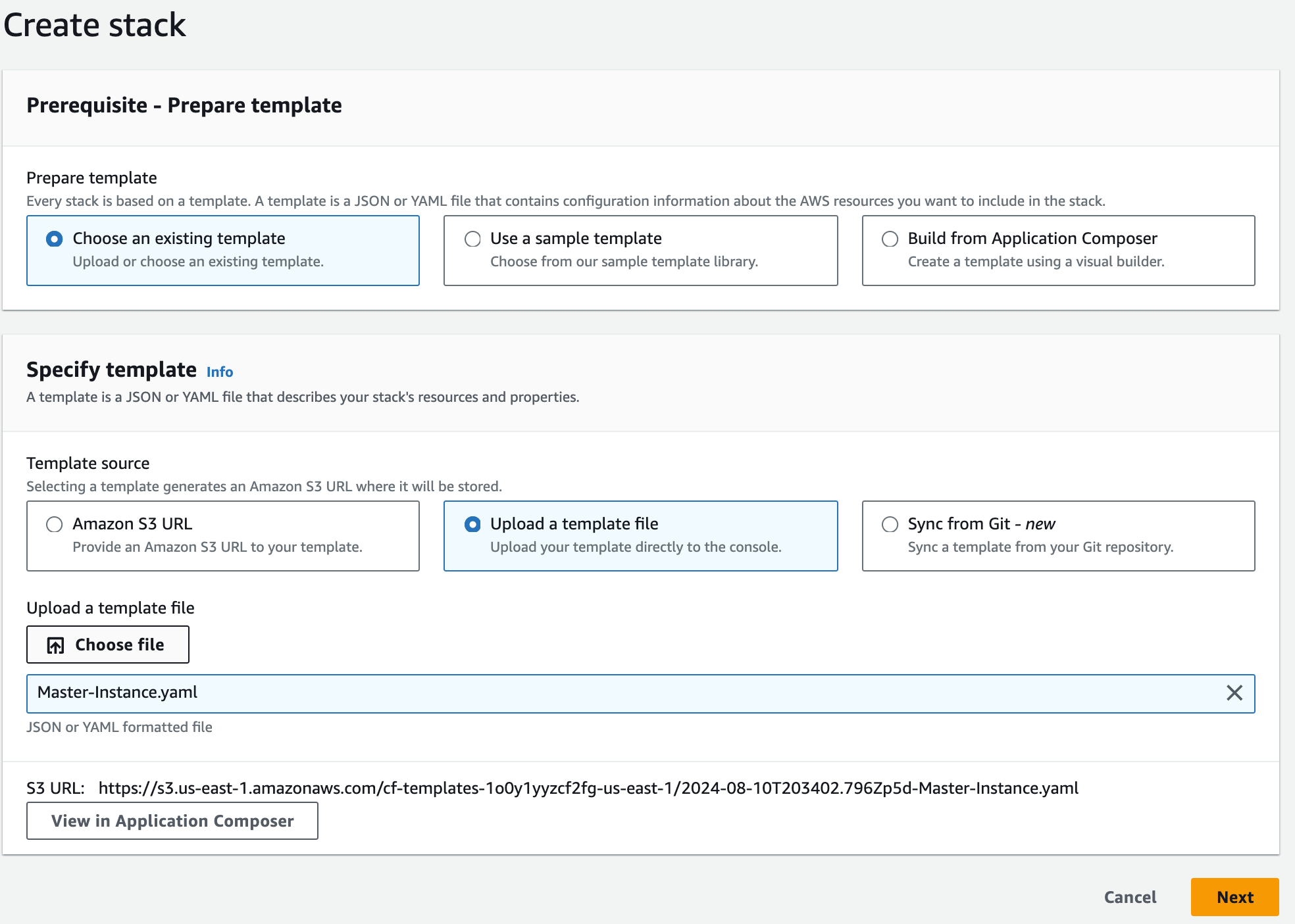 Create Master Node Stack