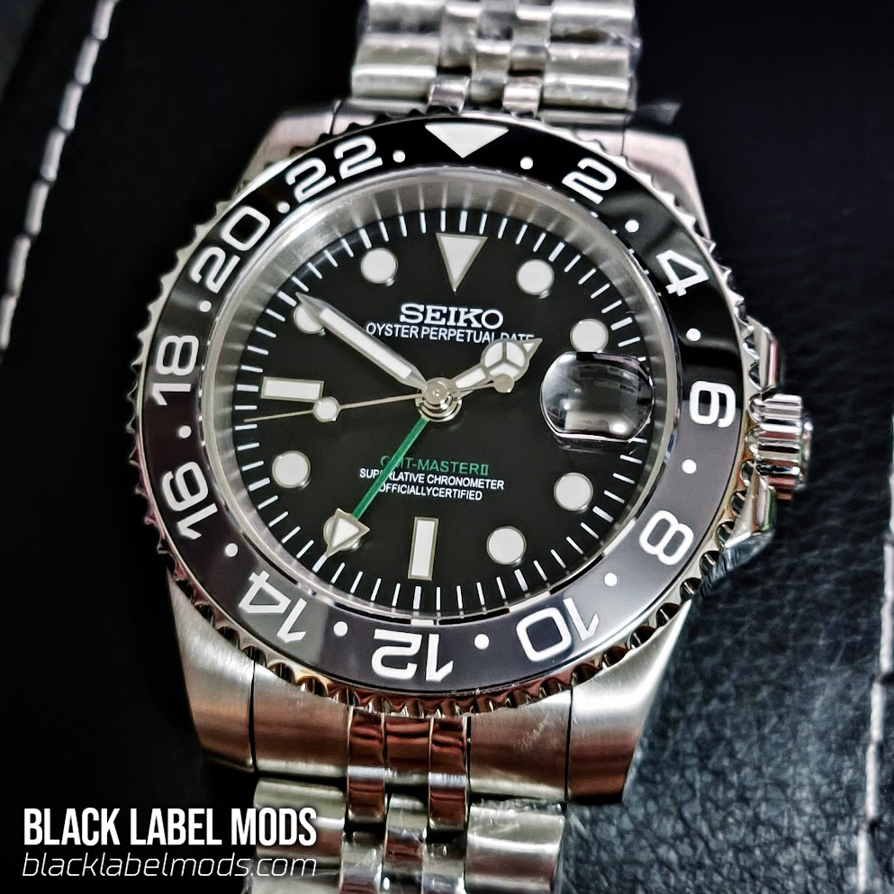 40mm Bruce Wayne GMT Master II Custom Seiko Mod Watch - Black