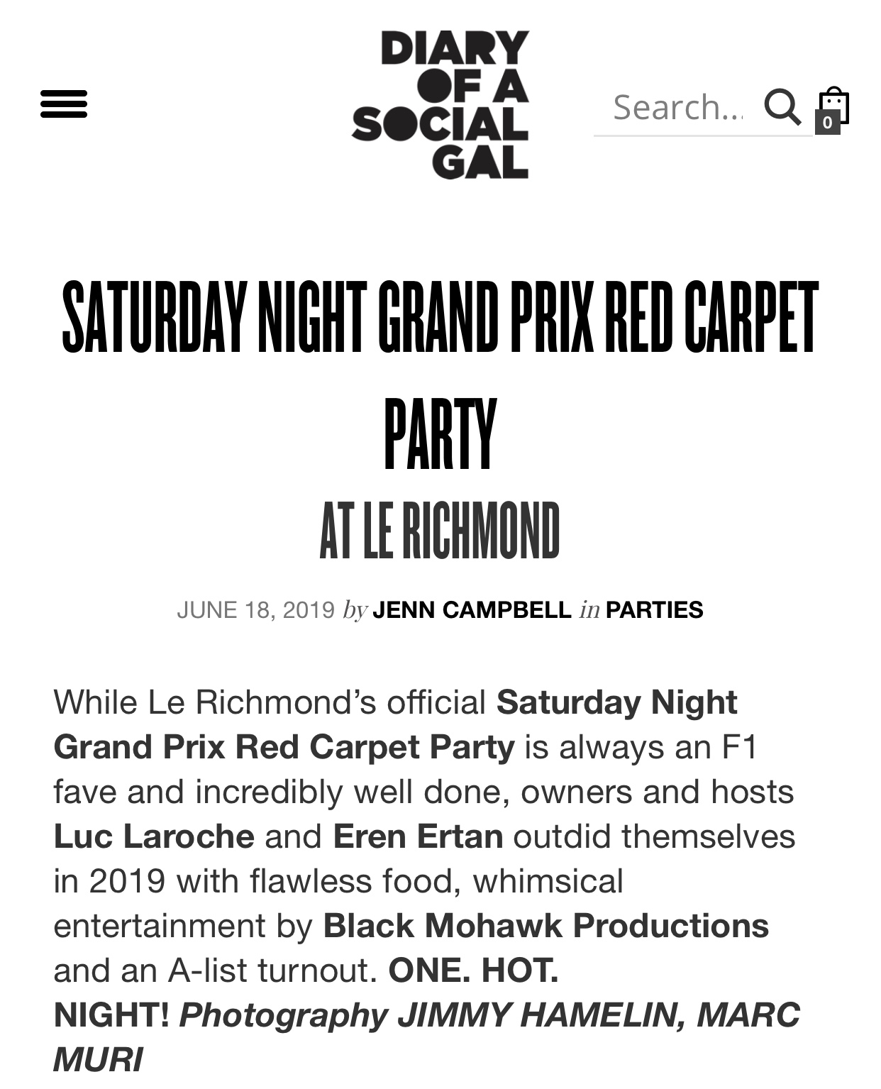 Montreal Gazette Diary Of A Social Gal F1 2019 Black