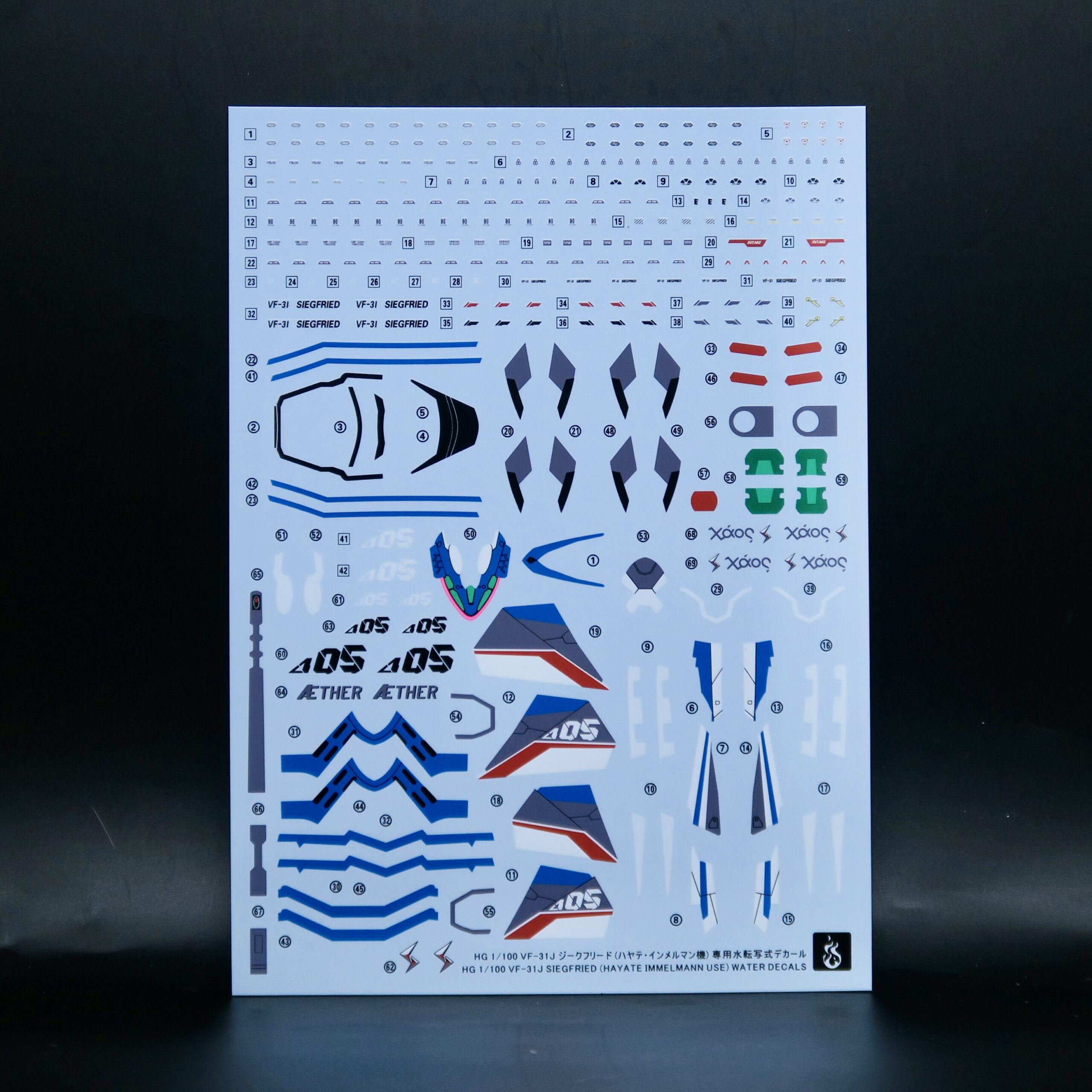 HG 1/100 YF-31J SIEGFRIED (HAYATE IMMELMANN USE) neon decal 齊格飛 (疾風機) 螢光水貼