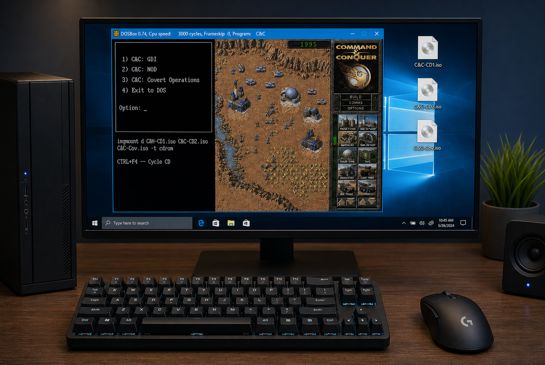 Command & Conquer running in DOSBox on a modern computer
