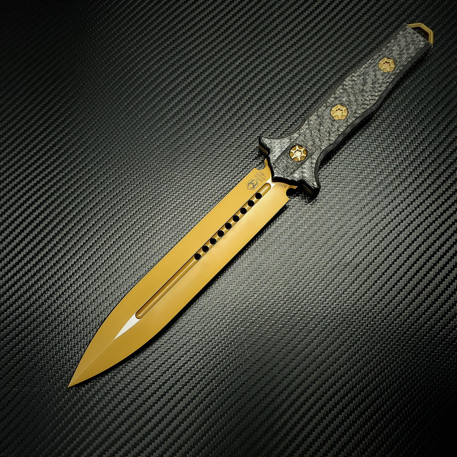 貴重！　xTRiPx ena  非売品 Heretic Knives Nephilim Ti-Nitride Double Edge Fixed Blade Elmax