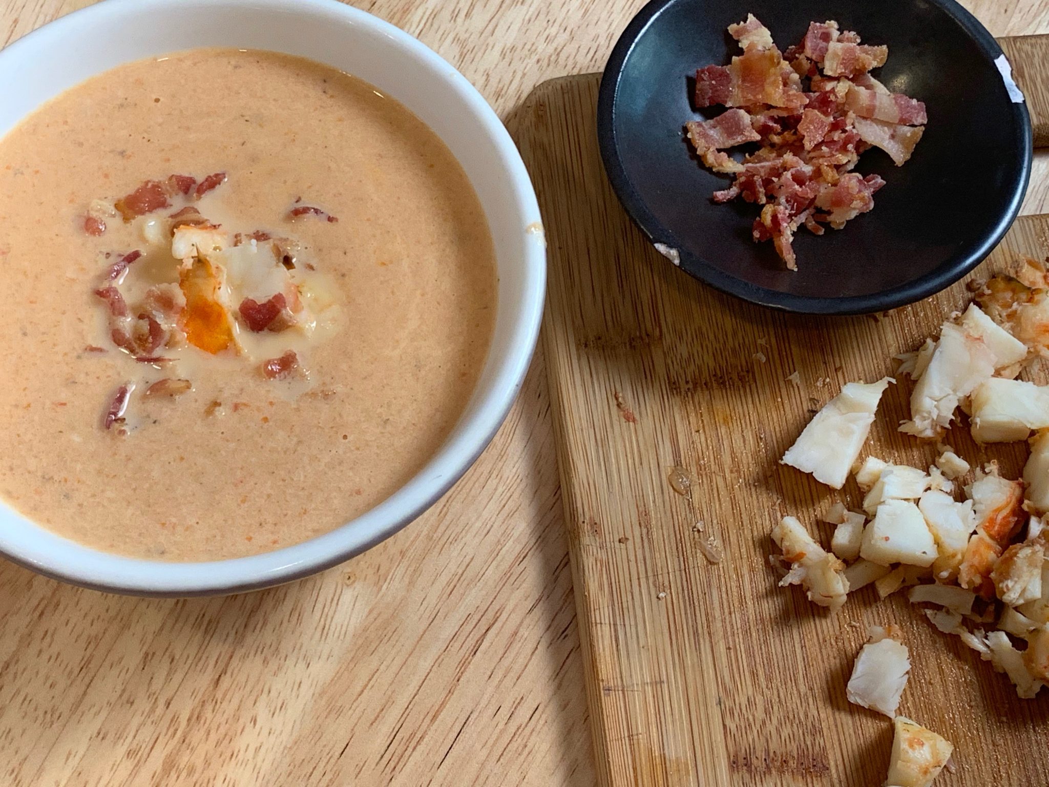 Lobster Bisque with crumbled bacon