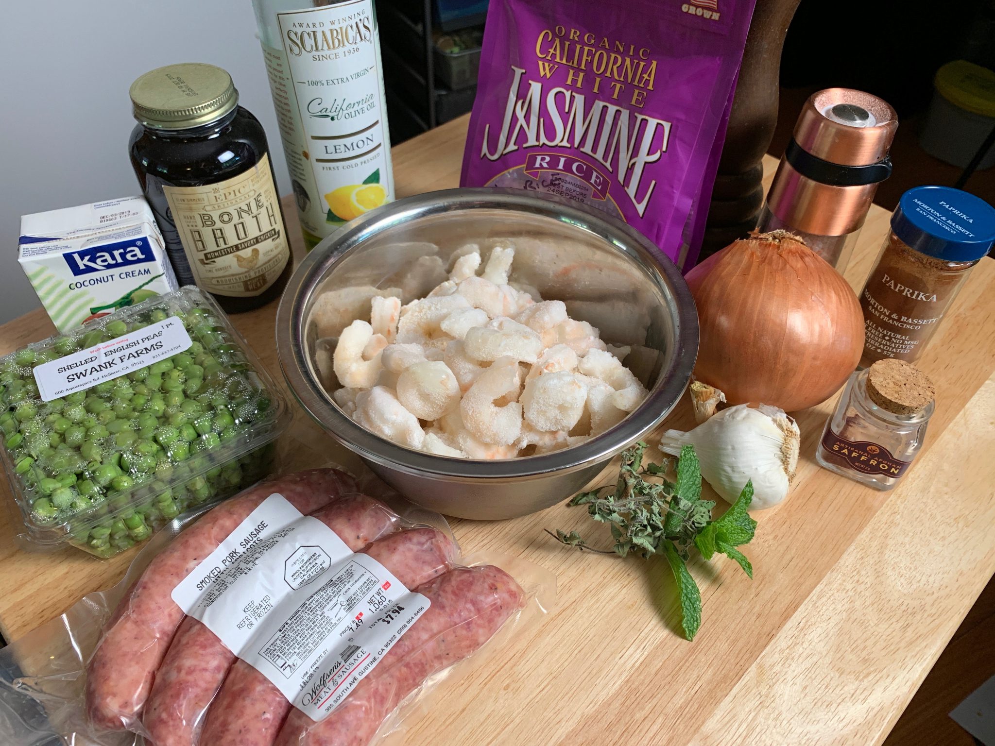 Shrimp Sausage and Saffron Rice