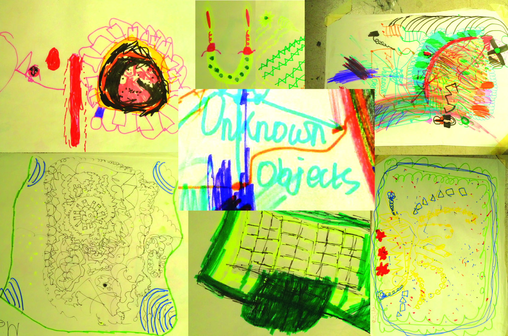 I asked the children to draw something that they'd never seen before - trying to get them to imagine past visual reference and to begin making symbols that were more abstract than the ones they already know - smiley faces, stars etc.