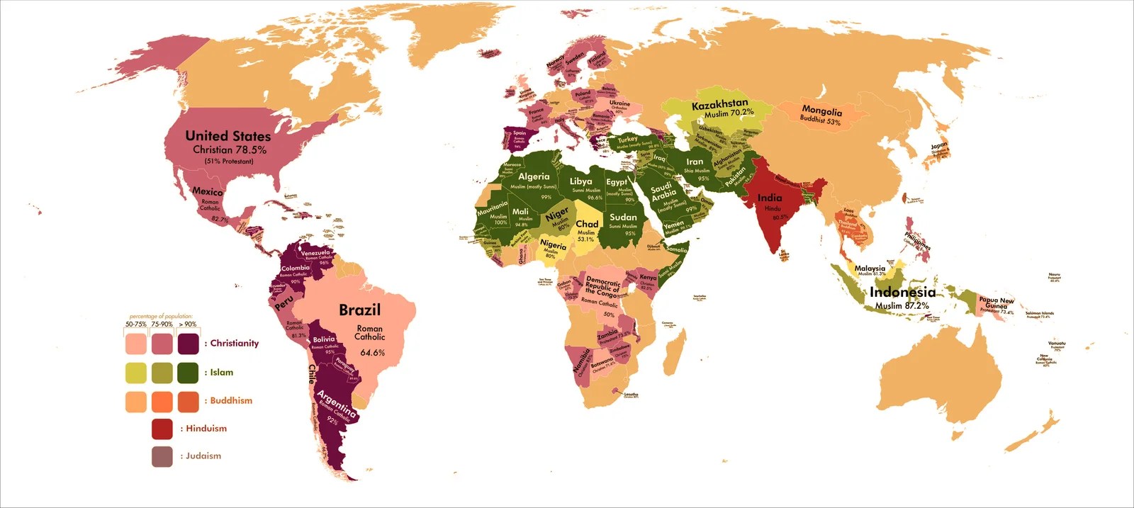 World Religion Map Faiths Across The Globe 4 8 
