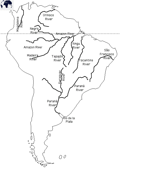 The amazon river is the second longest river in the world, and the largest in terms of the size of its watershed, the number of tributaries, and the volume . Labeled Map Of South America Rivers In Pdf