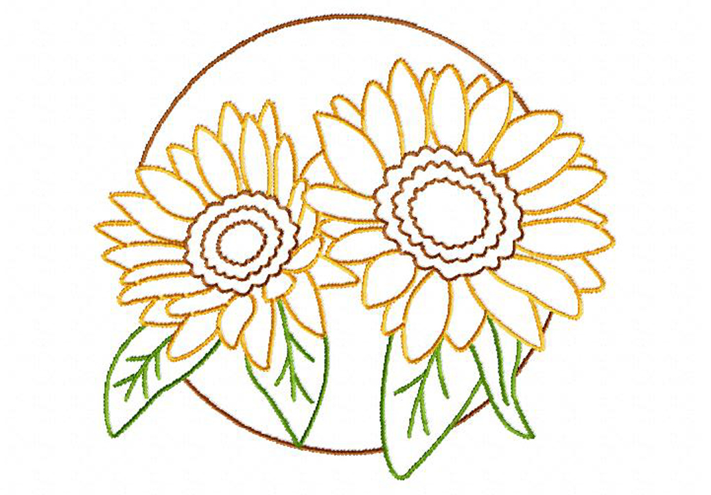Machine embroidery design monogram font. Sunflower Circle Machine Embroidery Design Blasto Stitch