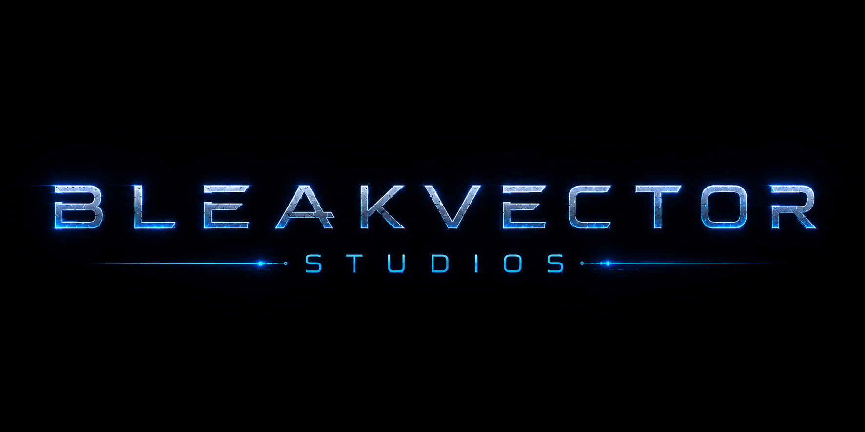 BleakVector Studios horizontal silver-and-blue wordmark.