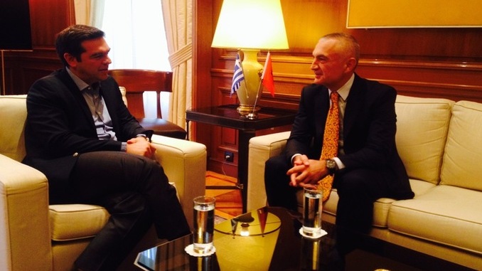 Greek PM Alexis Tsipras and Albanian Speaker Ilir Meta
