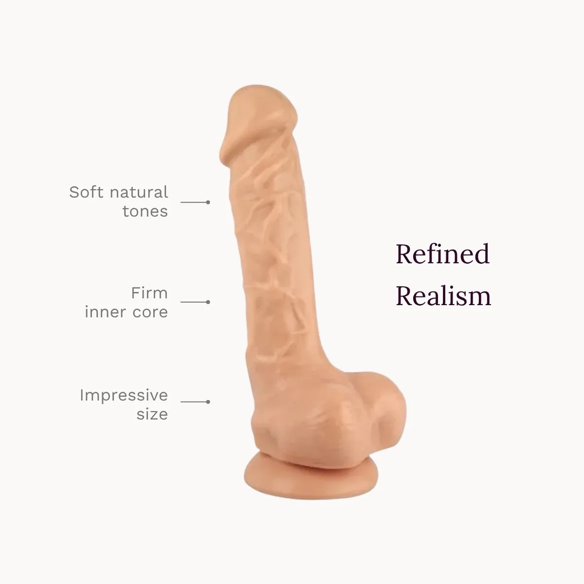 Alabaster Silk dildo key features: Soft natural tones, firm inner core, impressive size.