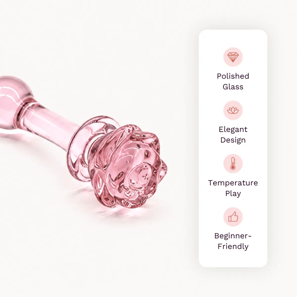 Crystal Bloom anal toy other details: polished glass, elegant design, temperature play, beginner-friendly.