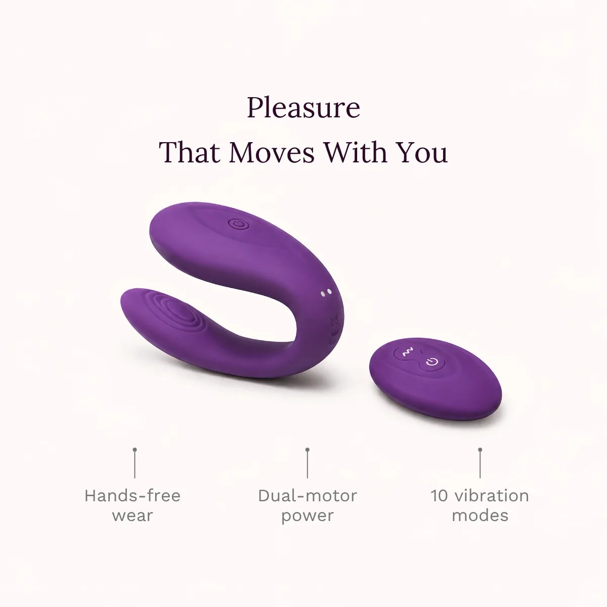 Embrace vibrator key features: hands-free wear, dual-motor power, 10 vibration modes.