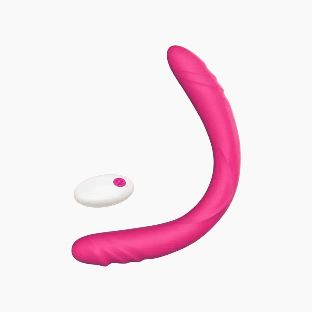 FlexLuxe Duo™ dildo on a light grey background.