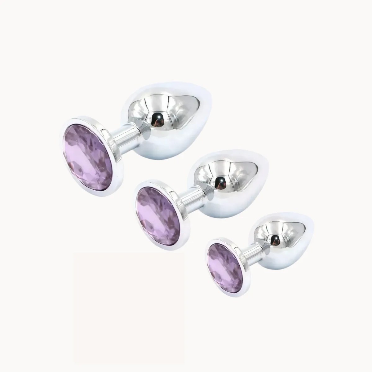 Iris Chrome anal toy on a light grey background.