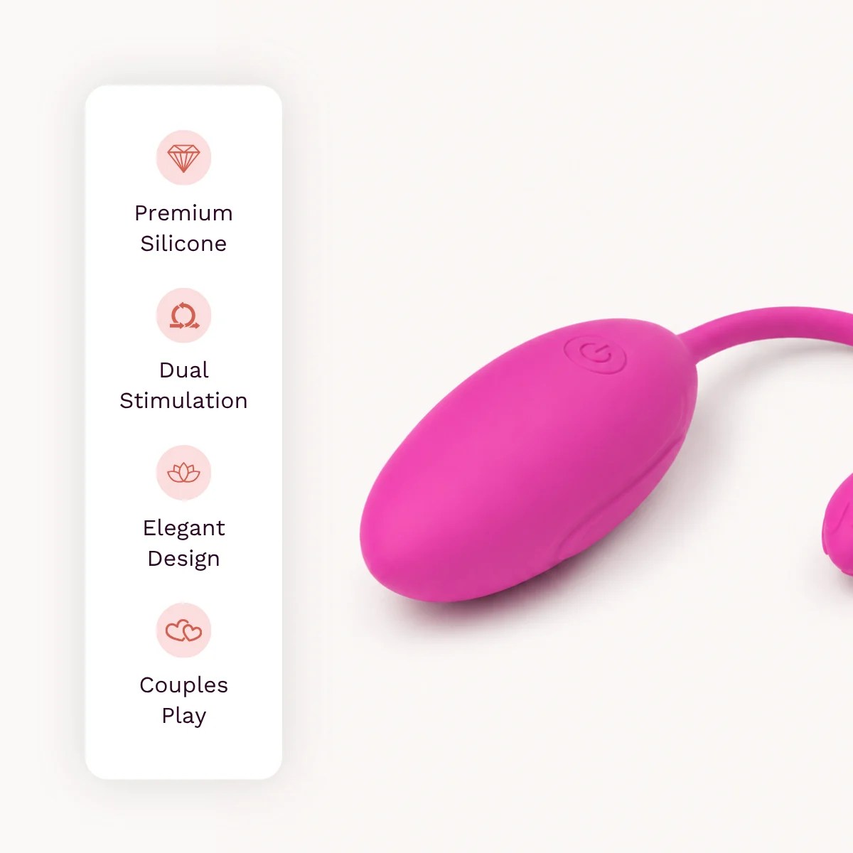 Lover Link vibrator other details: premium silicone, dual stimulation, elegant design, couples play.