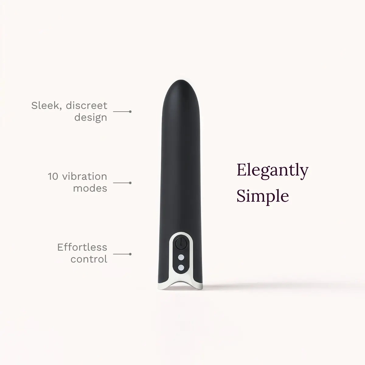 Lumi vibrator key features: sleek discreet design, 10 vibration modes, effortless control.