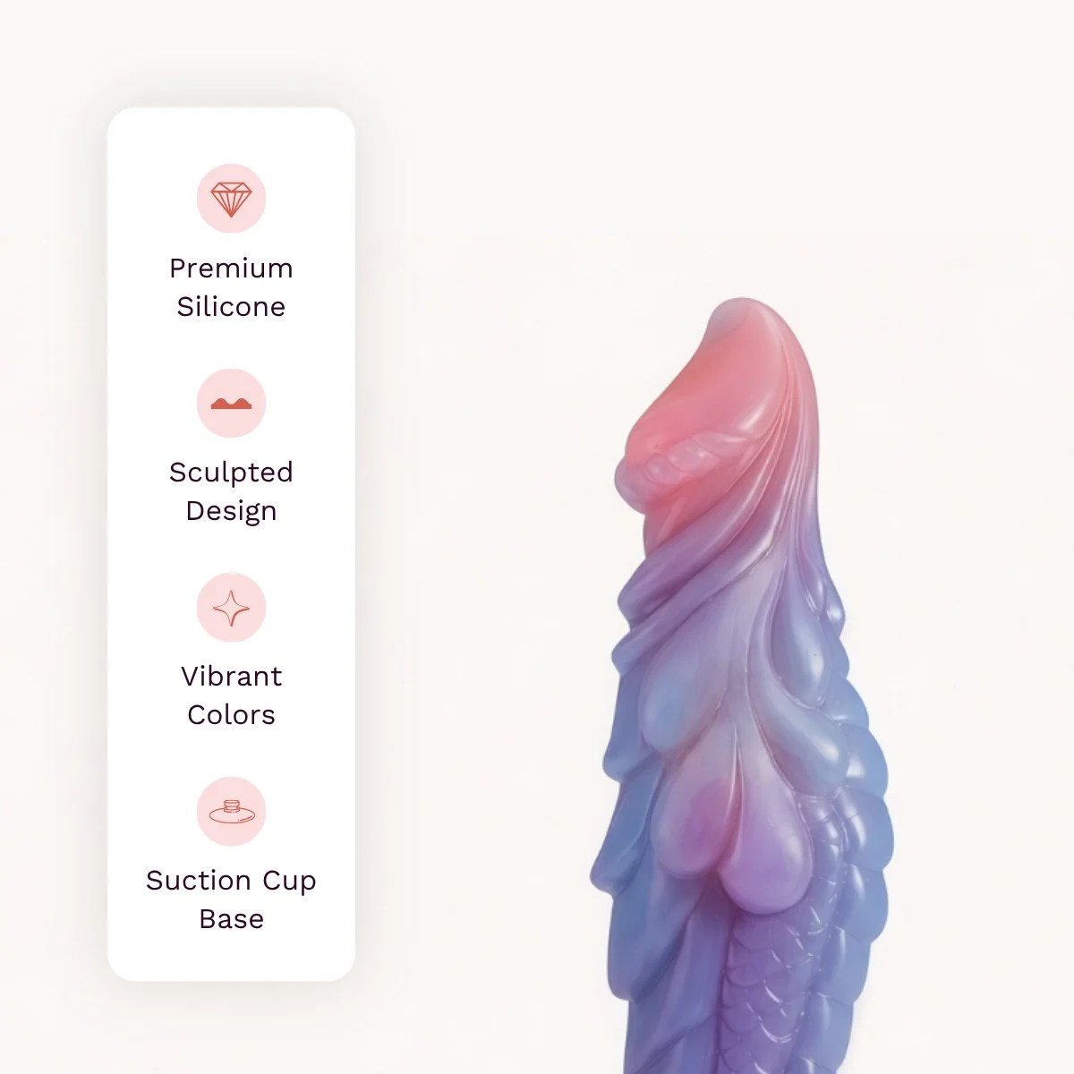 Neon Grip dildo other details: premium silicone, sculpted design, vibrant colors, suction cup base.