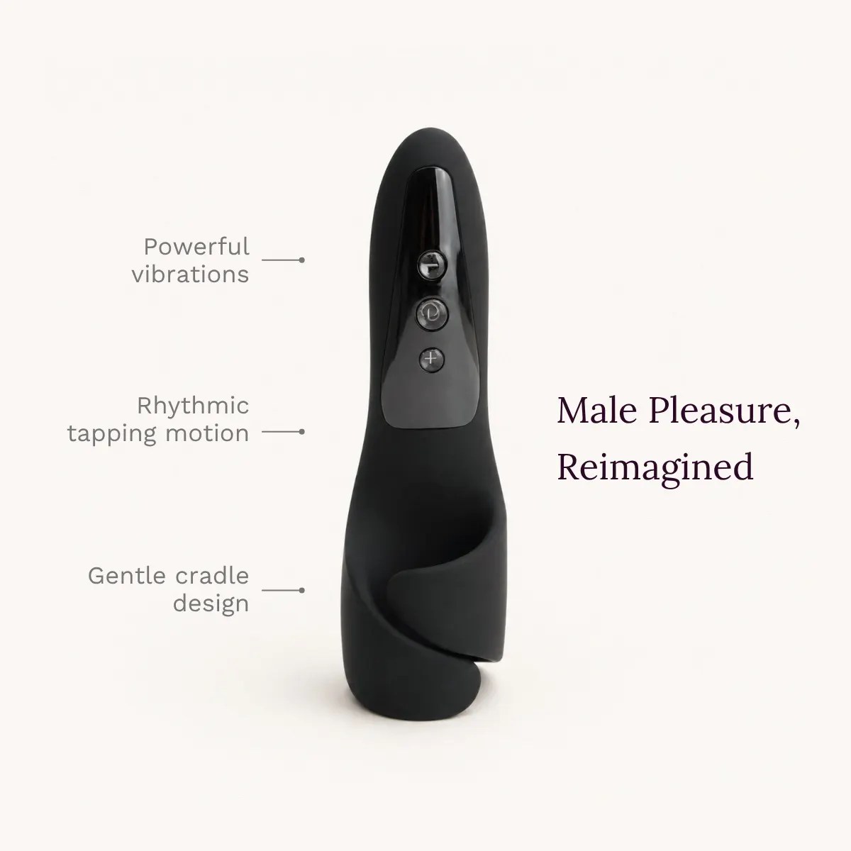 Novus male masturbator key features: powerful vibrations, rhythmic tapping motion, gentle cradle design.