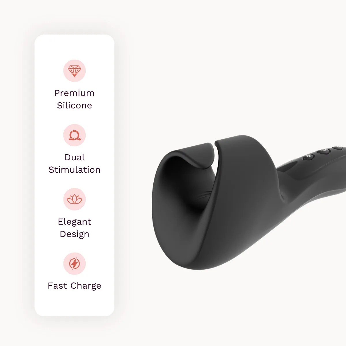 Novus male masturbator other details: premium silicone, dual stimulation, elegant design, fast charge.