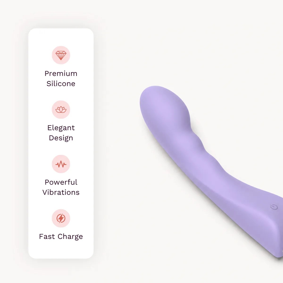 Vesper vibrator other details: premium silicone, elegant design, powerful vibrations, fast charge.