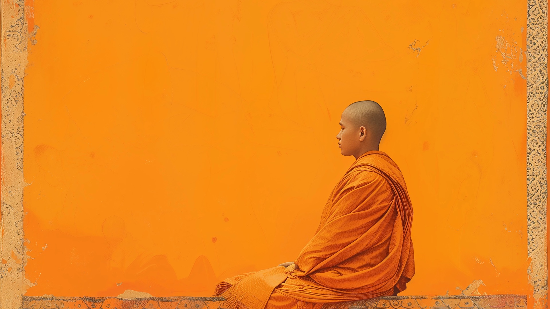 Meditating monk symbolising somatic healing, nervous system regulation, and mindfulness practice