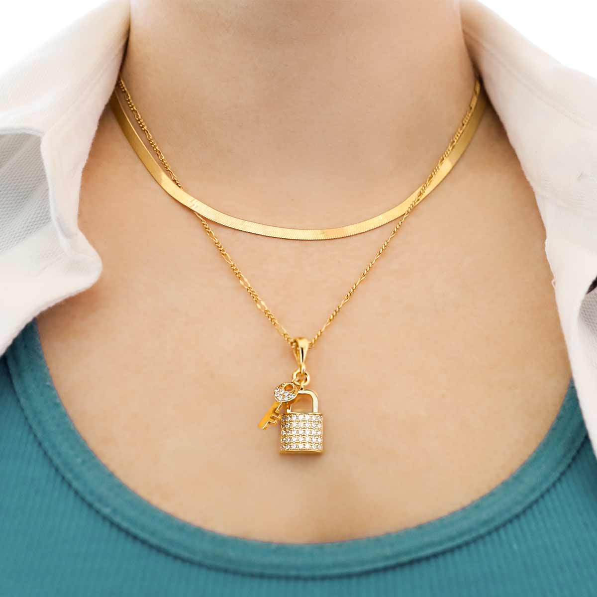 Lock necklace with Key Gold - Blitz Fab